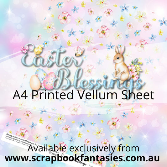 Easter Blessings A4 Printed Vellum Sheet - Flowers 8733210