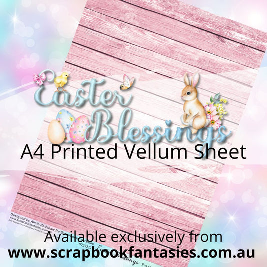 Easter Blessings A4 Printed Vellum Sheet - Pink Wood 8733211