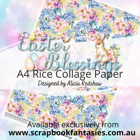 Easter Blessings A4 Rice Collage Paper - Floral Pattern