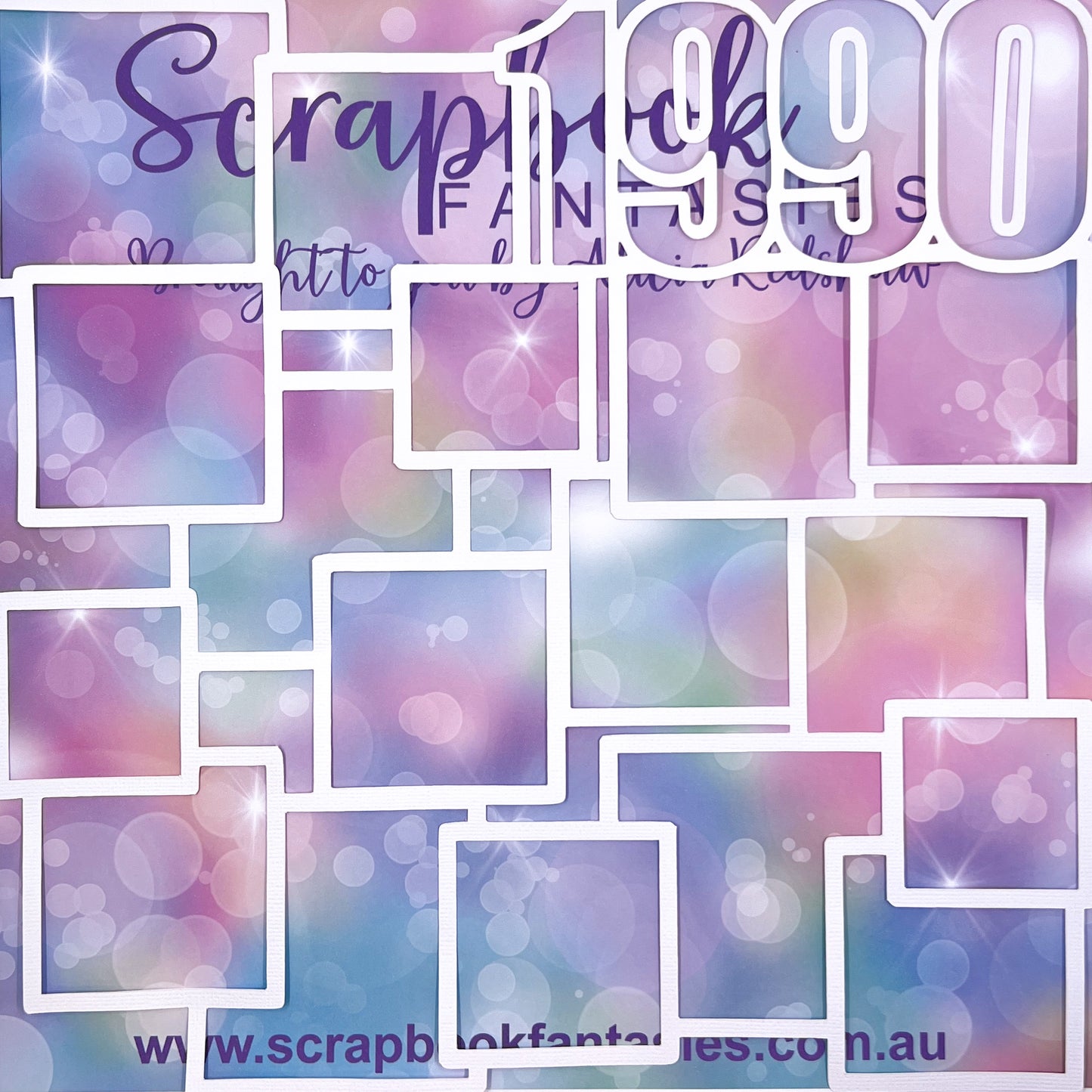 1990 Lots of Frames White Linen 12"x12" Project-Cut - Photo-Collage Layout 14224