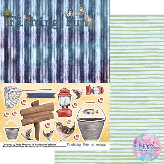 Fishing Fun 8"x11" Double-Sided Patterned Paper 2 - Designed by Alicia Redshaw Exclusively for Scrapbook Fantasies