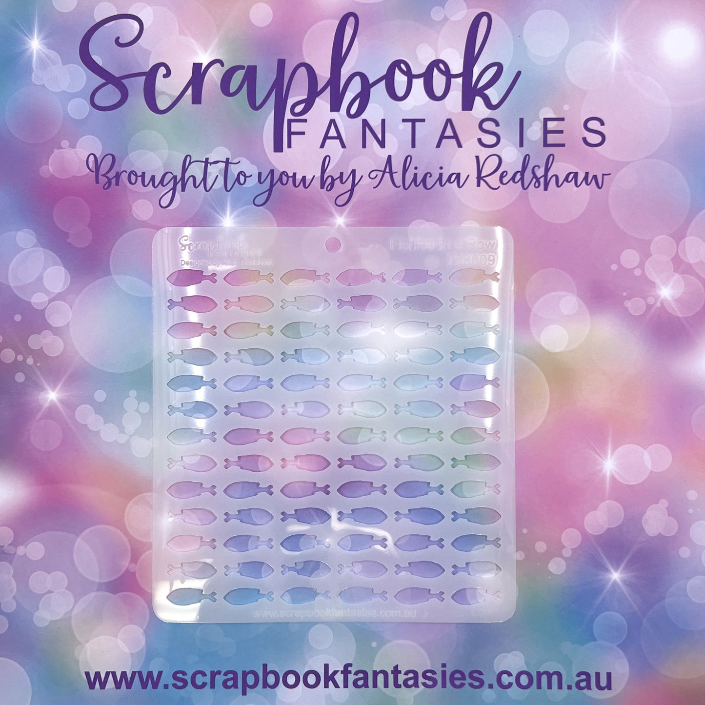 Scrapbook Fantasies Stencil Template Mask - 5.5”x5.5” - Fishies in a Row 768009