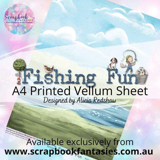 Fishing Fun A4 Printed Vellum Sheet - Landscape Scene 8733304