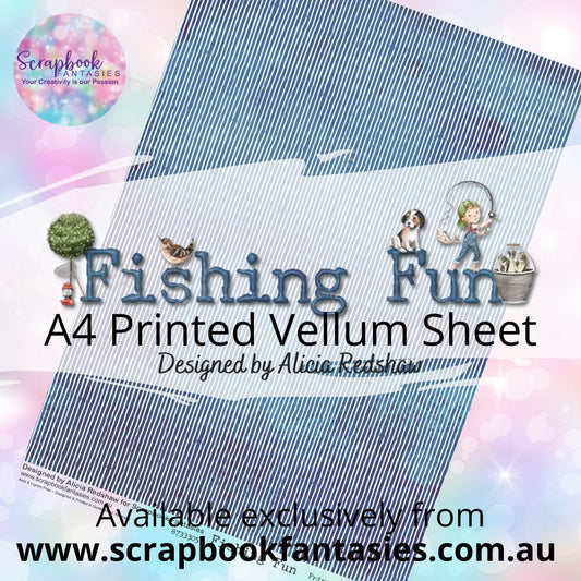 Fishing Fun A4 Printed Vellum Sheet - Navy Stripes 8733305