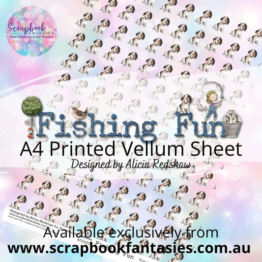 Fishing Fun A4 Printed Vellum Sheet - Puppies Print 8733315