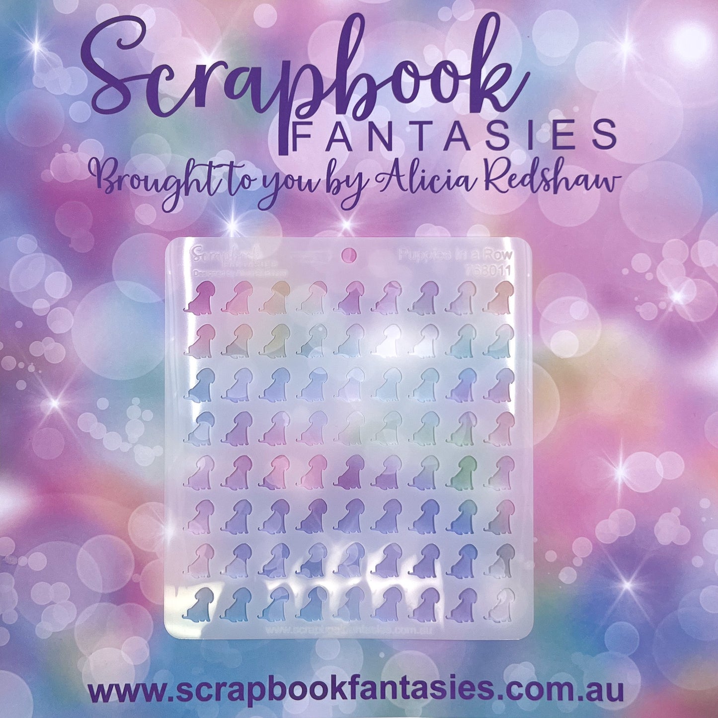 Scrapbook Fantasies Stencil Template Mask - 5.5”x5.5” - Puppies in a Row 768011