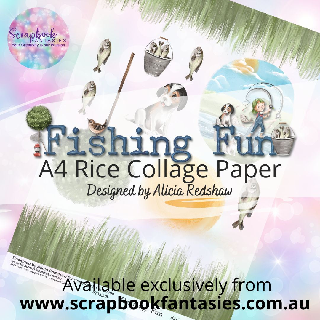 Fishing Fun A4 Rice Collage Paper - Scene Builder 8733308