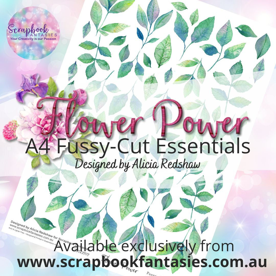 Flower Power A4 Colour Fussy-Cut Essentials - Teal Leaves 73723707