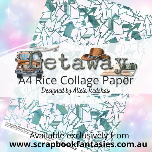 Getaway A4 Rice Collage Paper - Teal Arrows