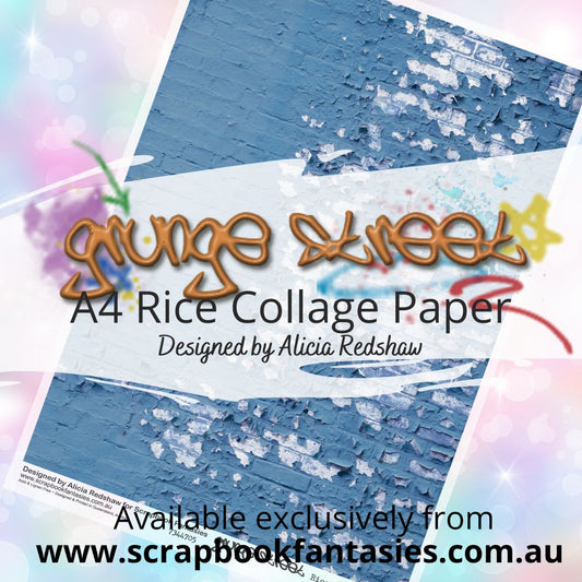 Grunge Street A4 Rice Collage Paper - Blue Wall