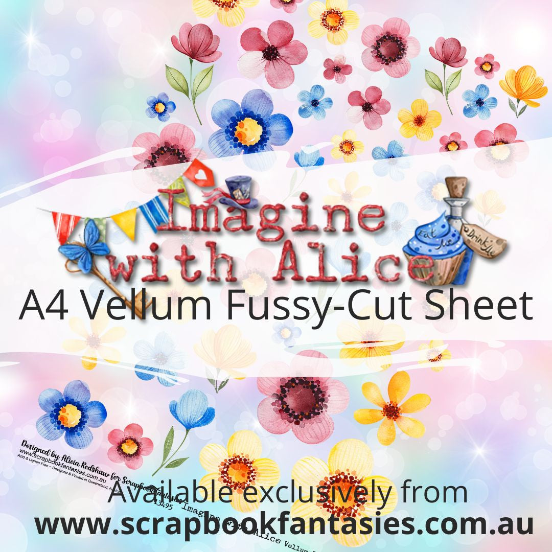Imagine with Alice - A4 Vellum Colour Fussy-Cut Sheet - Flowers 13495