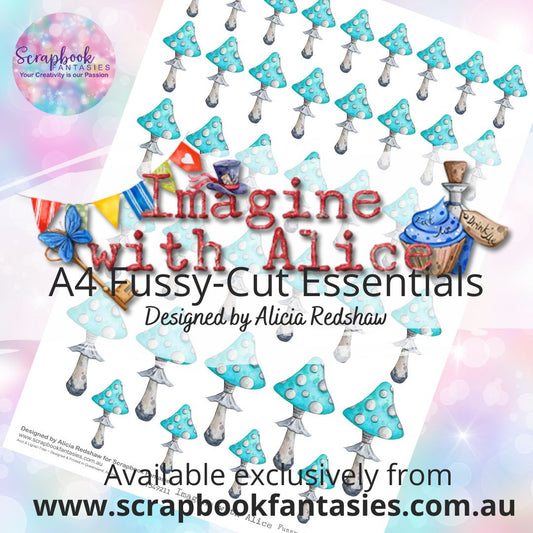 Imagine with Alice A4 Colour Fussy-Cut Essentials - Aqua Mushrooms 7349211