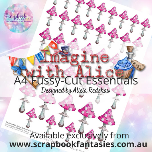 Imagine with Alice A4 Colour Fussy-Cut Essentials - Pink Mushrooms 7349213
