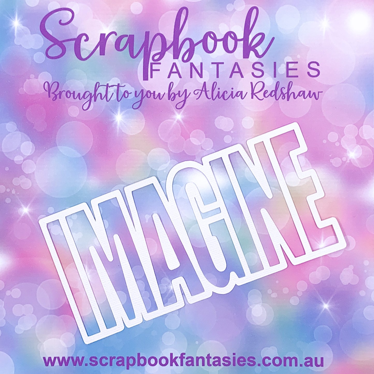 Imagine with Alice - Imagine (open) 5.75"x3" White Linen Cardstock Title-Cut - Designed by Alicia Redshaw