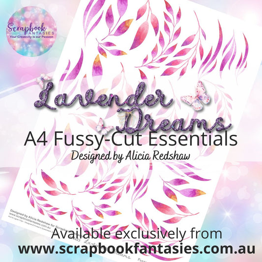 Lavender Dreams A4 Colour Fussy-Cut Essentials - Hot Pink Leaves 532423