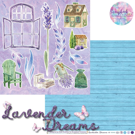 Lavender Dreams 12x12 Double-Sided Patterned Paper 2 - Designed by Alicia Redshaw Exclusively for Scrapbook Fantasies 532402