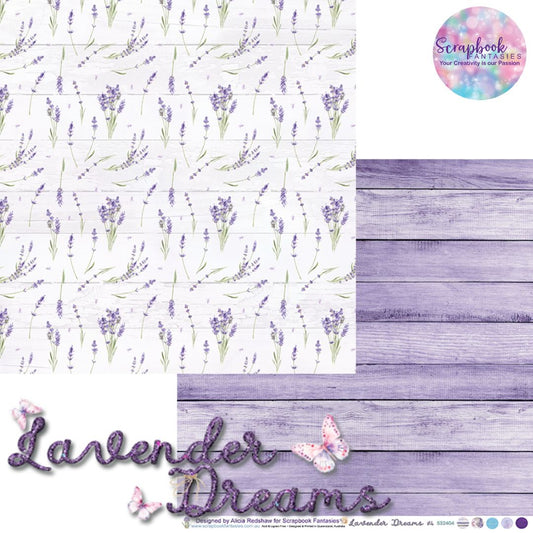 Lavender Dreams 12x12 Double-Sided Patterned Paper 4 - Designed by Alicia Redshaw Exclusively for Scrapbook Fantasies 532404