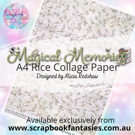 Magical Memories A4 Rice Collage Paper - Grey Leaf Print 667216