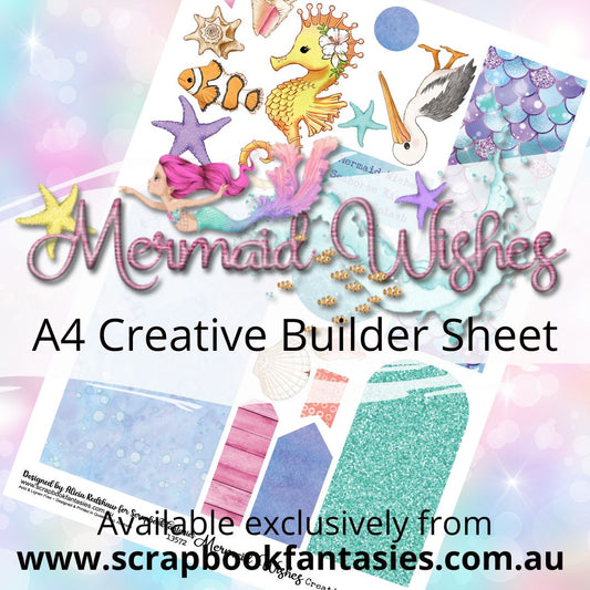 Mermaid Wishes A4 Creative Builder Sheet - Designed by Alicia Redshaw
