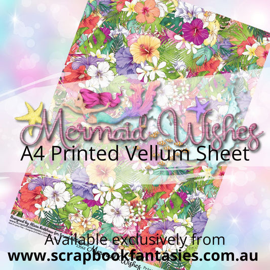 Mermaid Wishes A4 Printed Vellum Sheet - Floral Print 1 13562