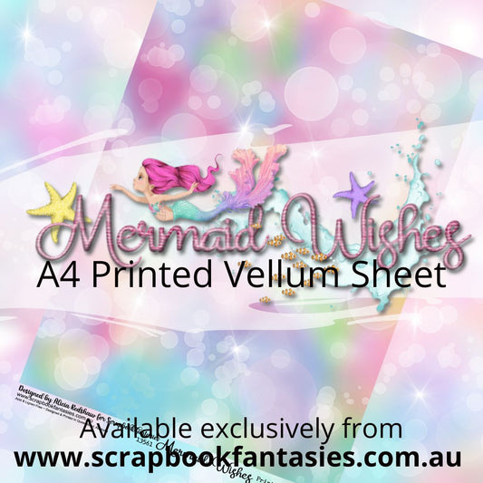 Mermaid Wishes A4 Printed Vellum Sheet - Unicorn Rainbow 13561