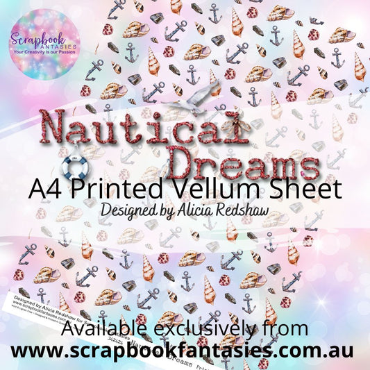 Nautical Dreams A4 Printed Vellum Sheet - Shells & Anchors 342424