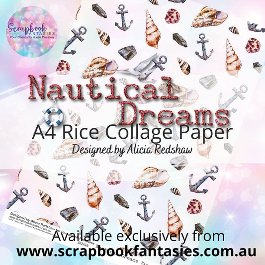 Nautical Dreams A4 Rice Collage Paper - Shell & Anchor Print 342418