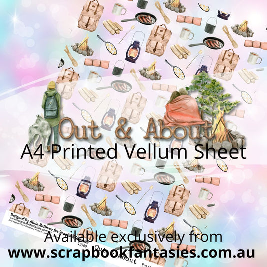 Out & About A4 Printed Vellum Sheet - Camping Print 13569