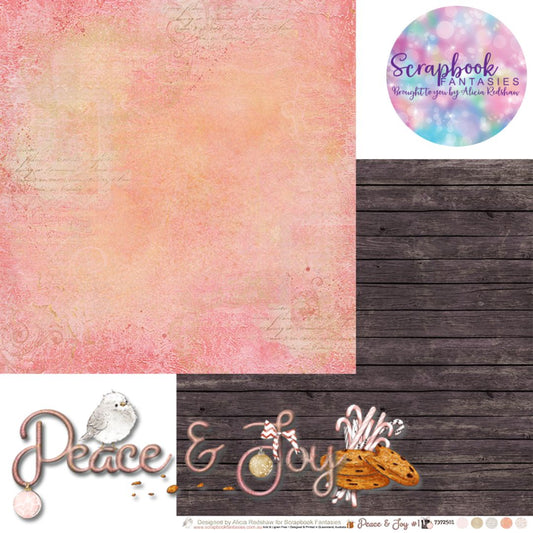 Peace & Joy 12x12 Double-Sided Patterned Paper 1 - Designed by Alicia Redshaw Exclusively for Scrapbook Fantasies
