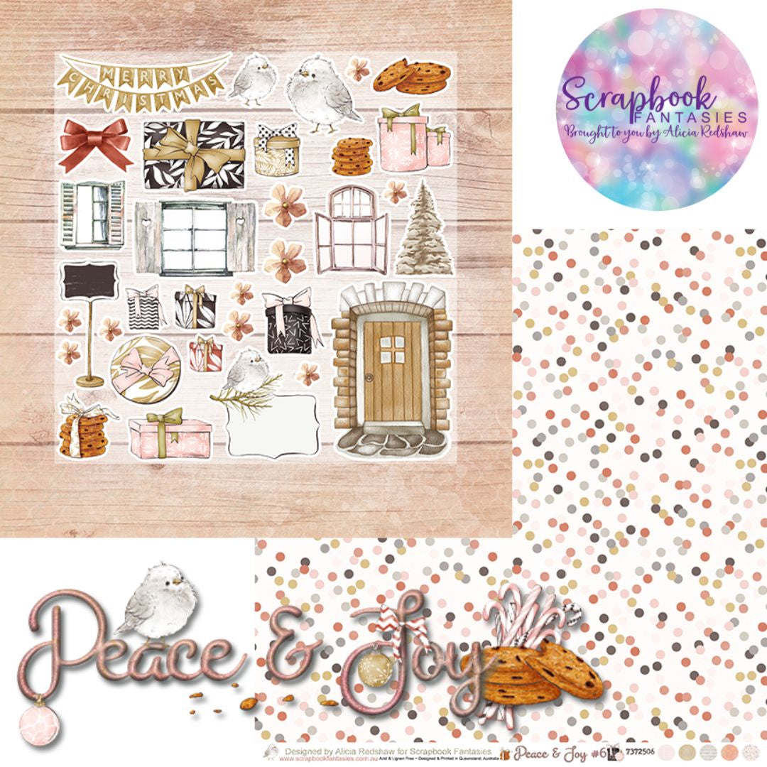 Peace & Joy 12x12 Double-Sided Patterned Paper 6 - Designed by Alicia Redshaw Exclusively for Scrapbook Fantasies