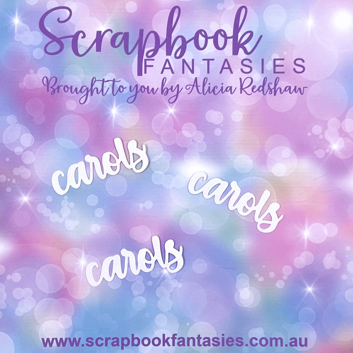 Peace & Joy - Carols - small script (3 pack) 2.25"x0.75" White Linen Cardstock Title-Cut - Designed by Naomi-Jon Redshaw