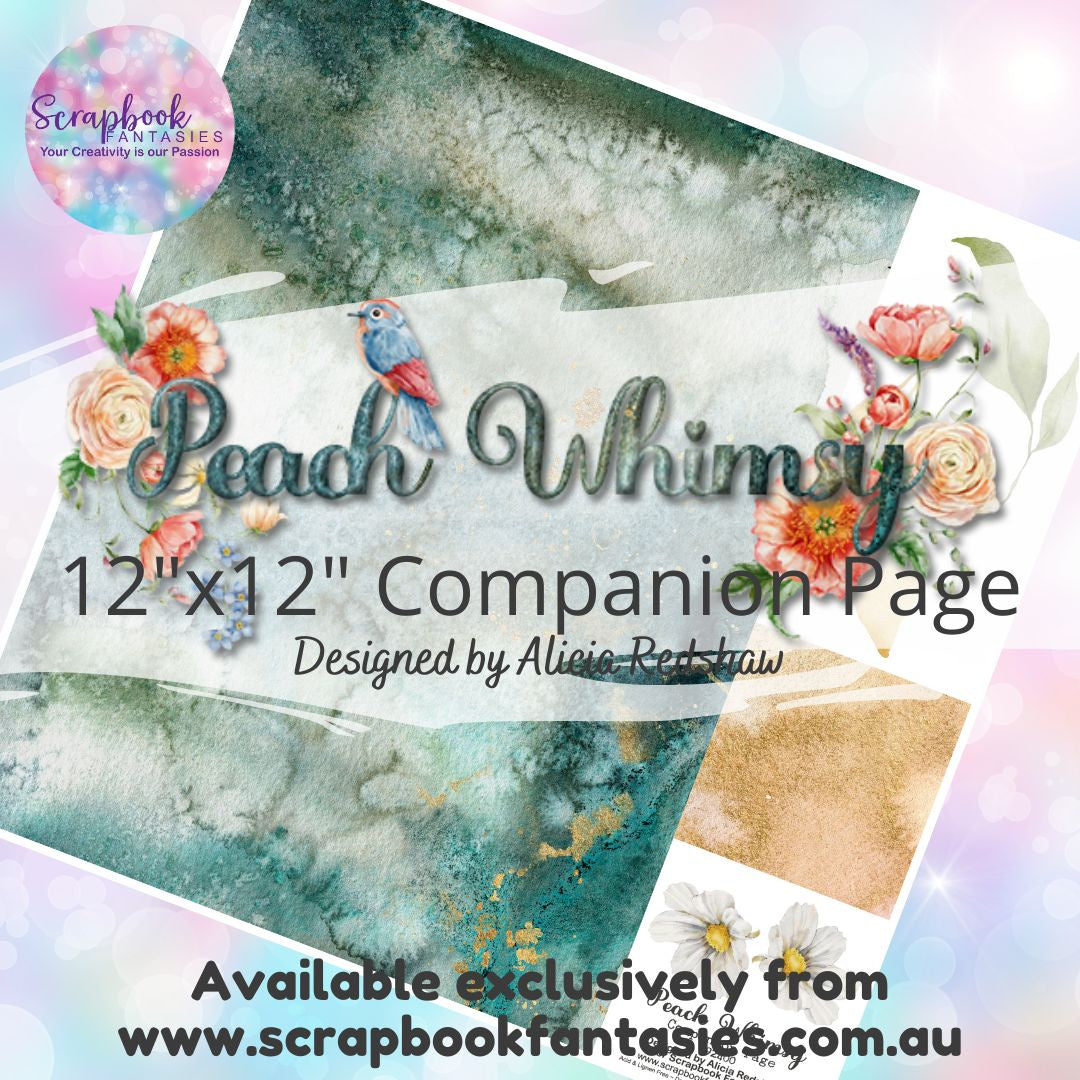 Peach Whimsy 12"x12" Single-sided Companion Page - Green & Gold 792408