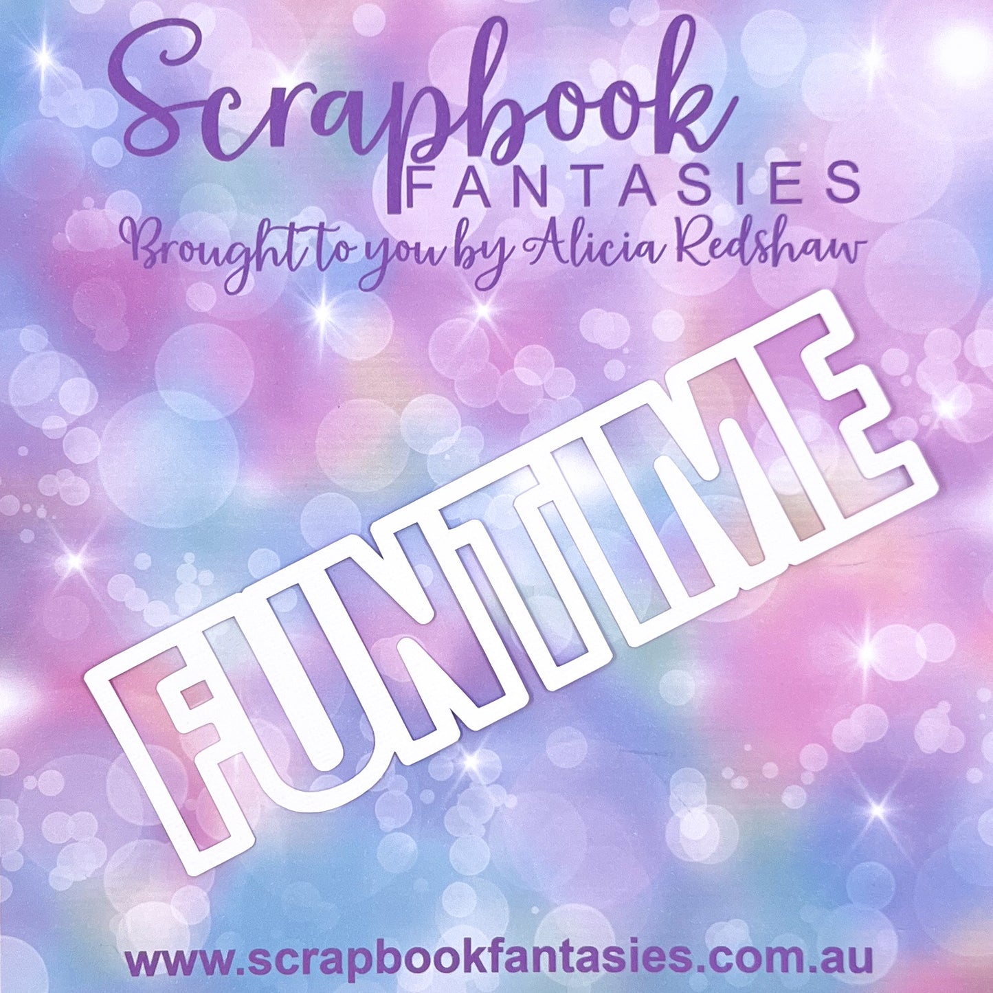 Playtime - Funtime (large - open) 6.5"x1.75" White Linen Cardstock Title-Cut - Designed by Naomi-Jon Redshaw