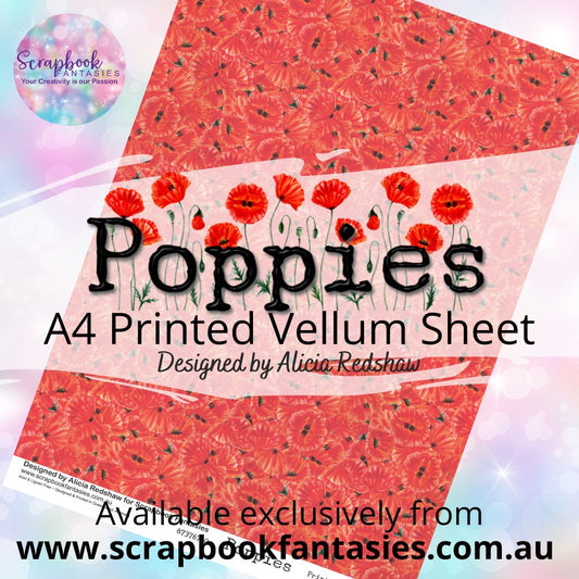 Poppies A4 Printed Vellum Sheet - Allover Poppies 87376710
