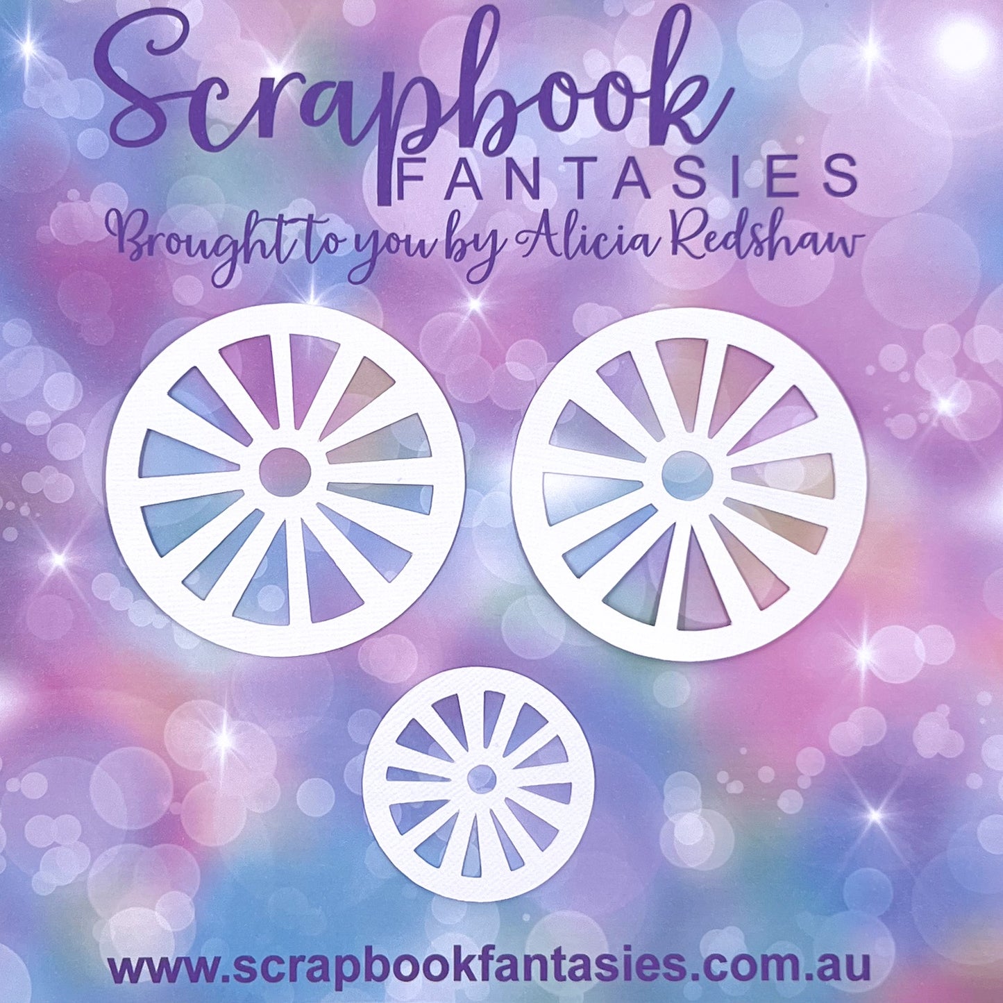 Redwood Farm Wagon Wheels (3 pack) - 1.75" & 2.75" White Linen Picture-Cut - Designed by Naomi-Jon Redshaw