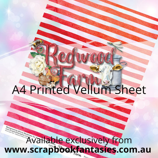 Redwood Farm A4 Printed Vellum Sheet - Red Stripes 7379305