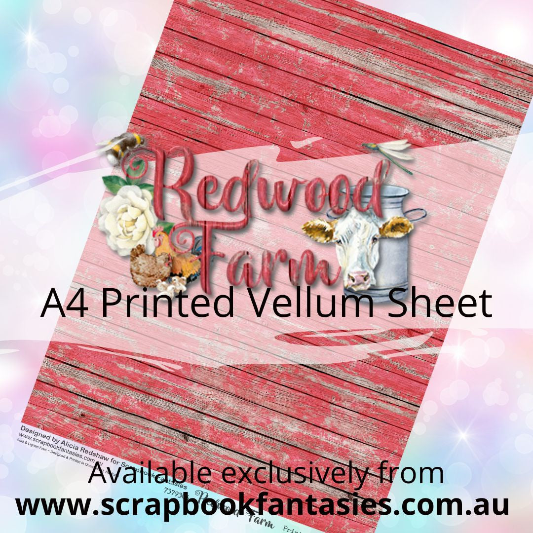 Redwood Farm A4 Printed Vellum Sheet - Red Wood 7379306