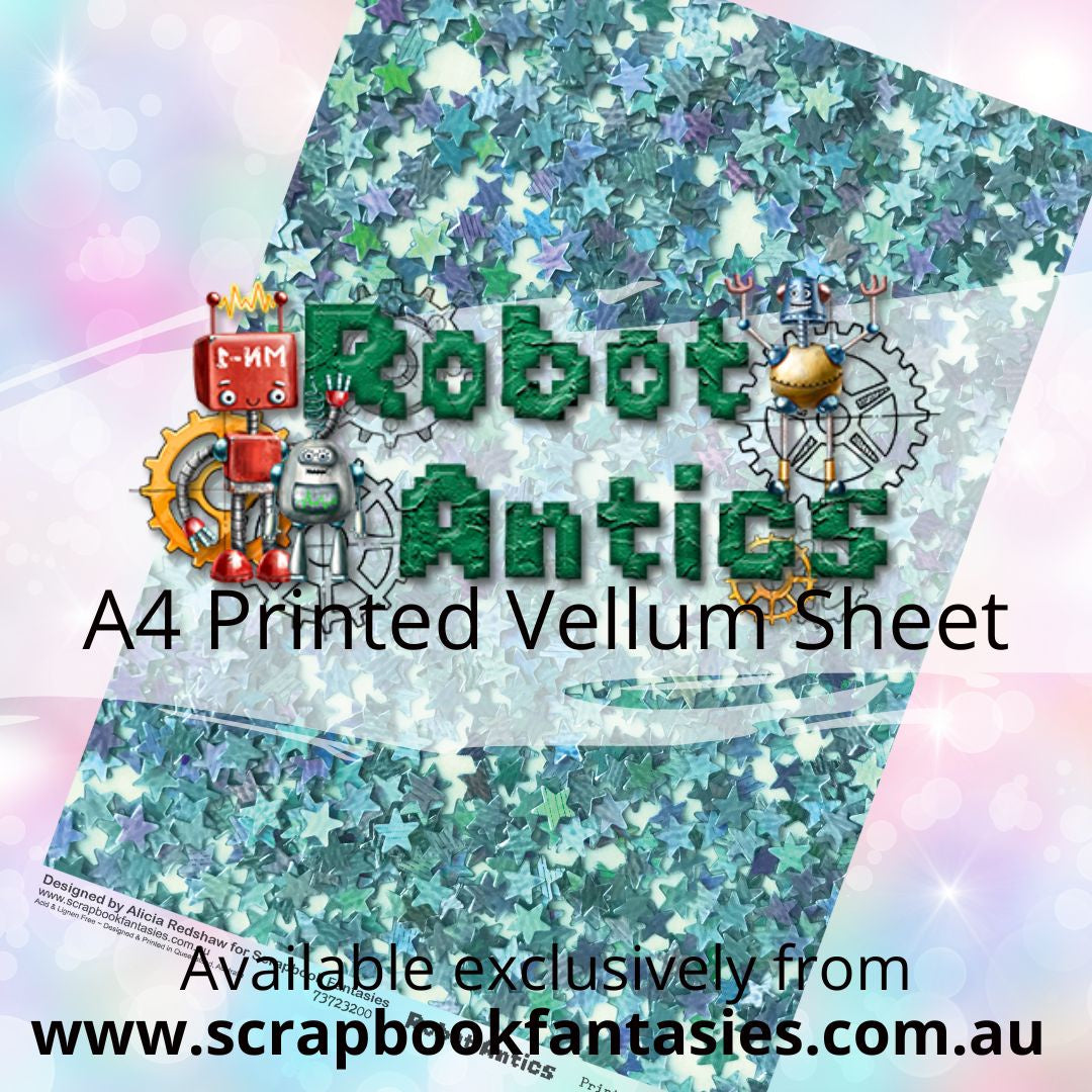 Robot Antics A4 Printed Vellum Sheet - Glitter Stars 73723200