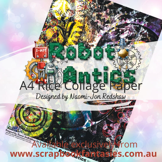 Robot Antics A4 Rice Collage Paper - Cogs Artwork