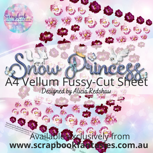 Snow Princess A4 Vellum Colour Fussy-Cut Sheet - Pink Roses 772619