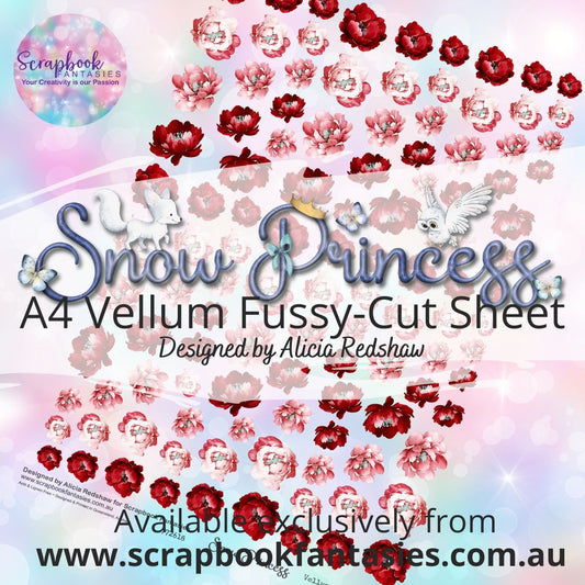 Snow Princess A4 Vellum Colour Fussy-Cut Sheet - Red Roses 772618