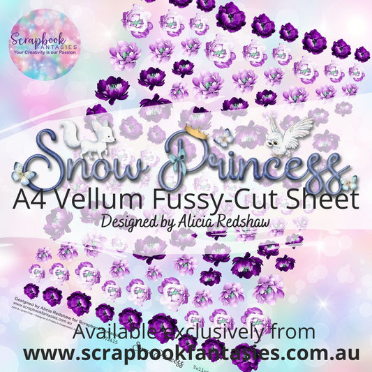 Snow Princess A4 Vellum Colour Fussy-Cut Sheet - Violet Roses 772615