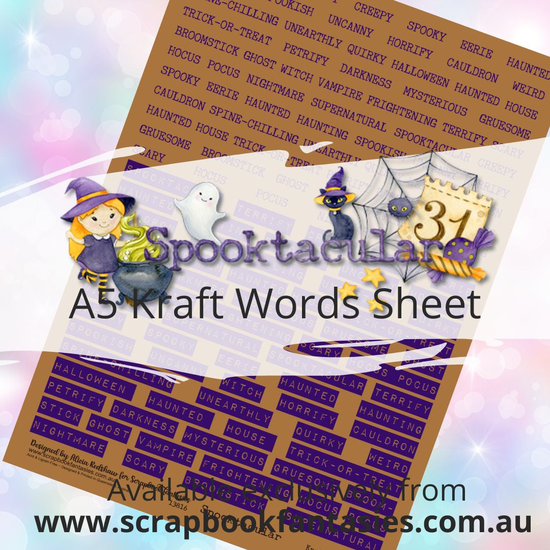 Spooktacular A5 Kraft Words Sheet 13816