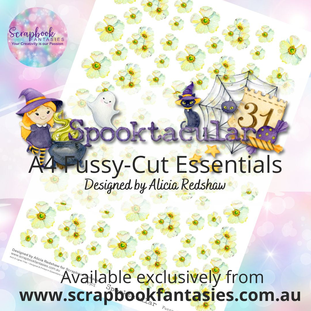 Spooktacular A4 Colour Fussy-Cut Essentials - Greeny-Orange Flowers 77501