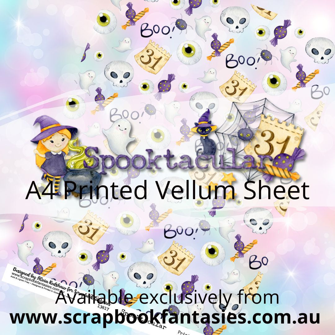 Spooktacular A4 Printed Vellum Sheet - Spooky Print 13817