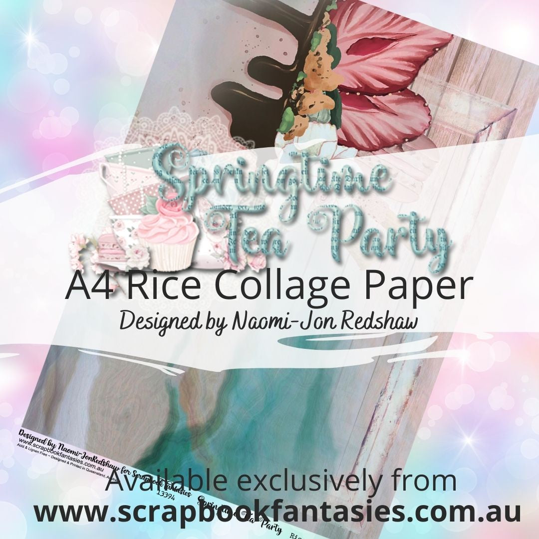 Springtime Tea Party A4 Rice Collage Paper - Cake Collage