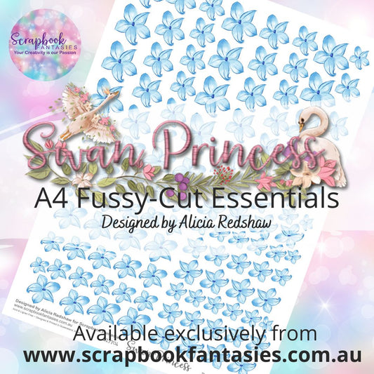 Swan Princess A4 Colour Fussy-Cut Essentials - Blue Flowers 217704