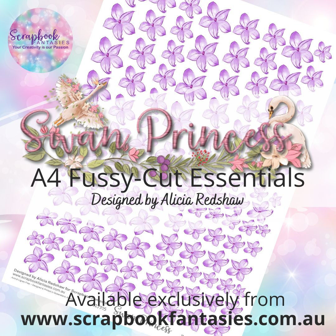 Swan Princess A4 Colour Fussy-Cut Essentials - Violet Flowers 217705