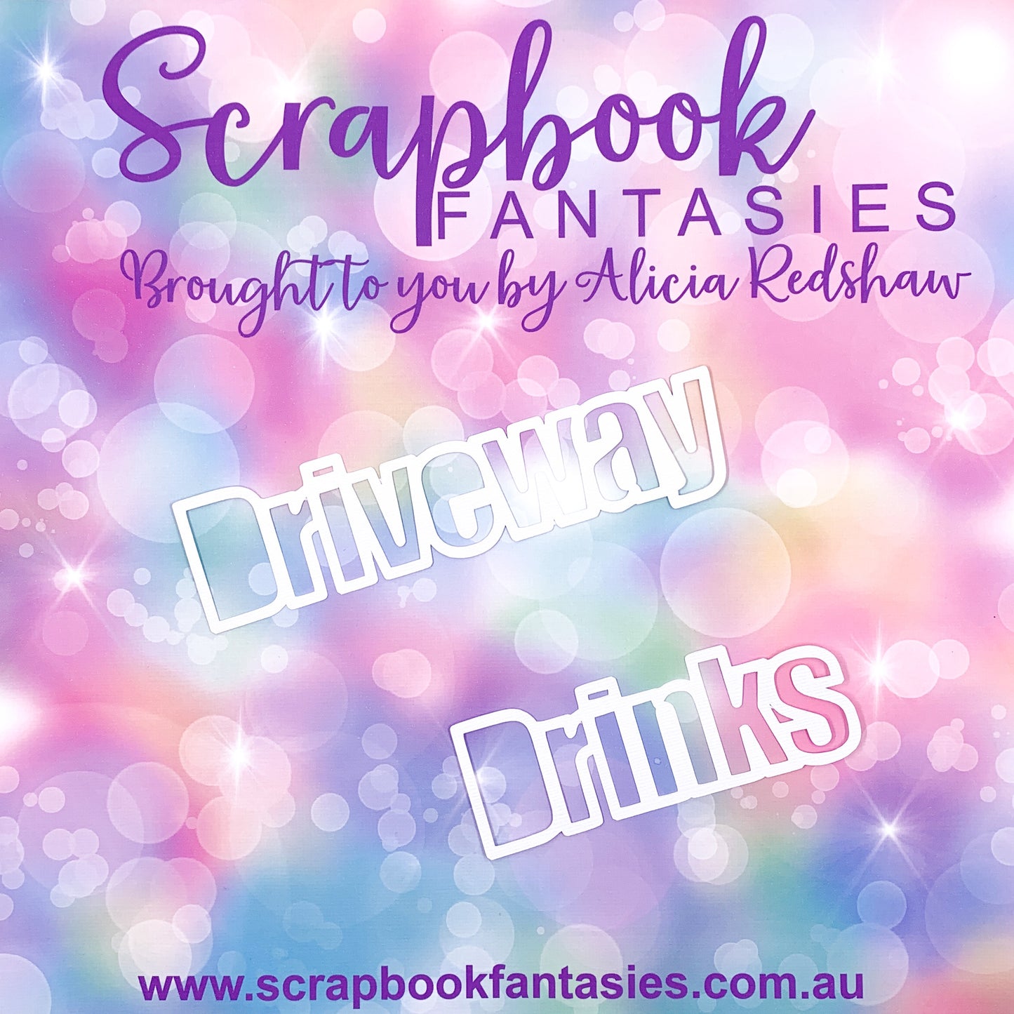 Driveway Drinks (open) 6.5"x1.5" & 4.5"x1.5" White Linen Cardstock Title-Cut - Designed by Alicia Redshaw