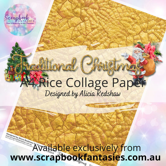 Traditional Christmas A4 Rice Collage Paper - Gold Crackle 7382202